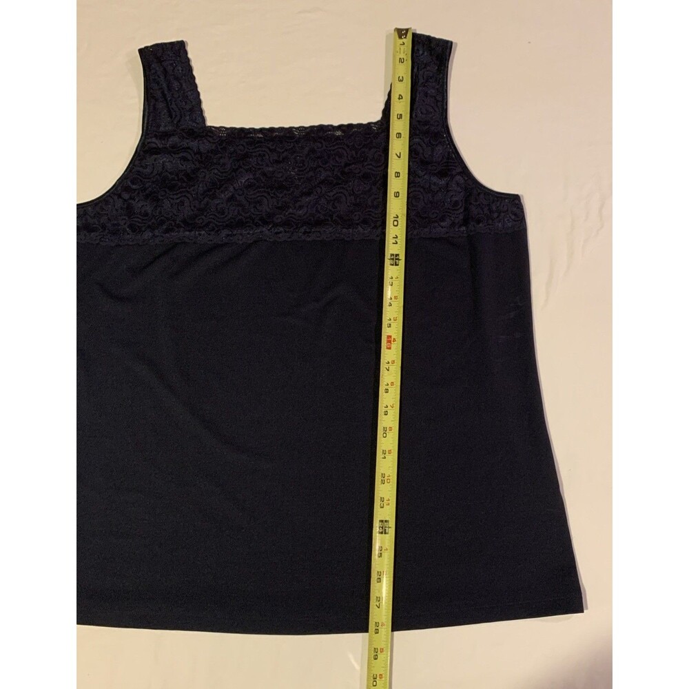 CJ Banks Lace Camisole Tank Top Womens XXL Plus Navy Blue Stretch Spandex - Picture 8 of 11